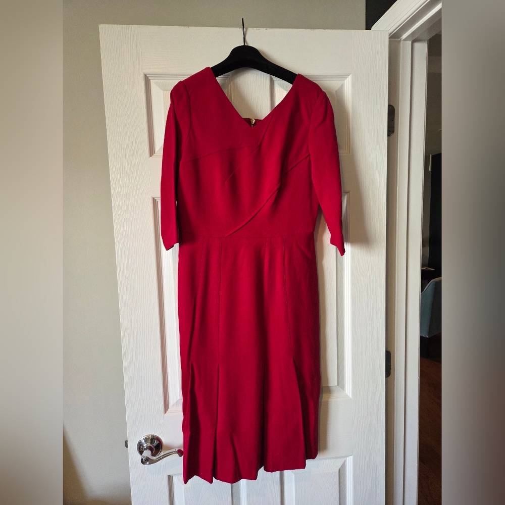 Carlisle Collection Vintage Vibrant Red 3/4 Length Sleeve Dress‎